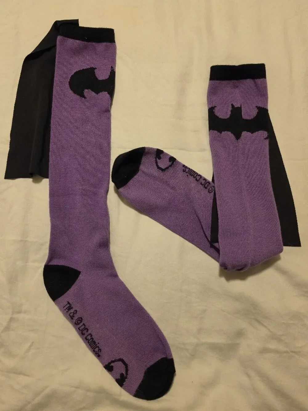 Batgirl Costume Shirt with Detachable Cape & Matching Socks, youth XL